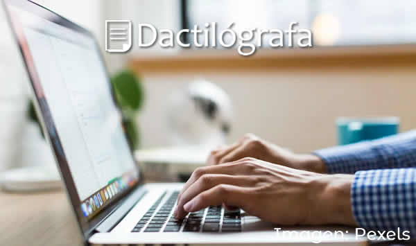 manos en el teclado de una notebook tipeando que es una mecanógrafa