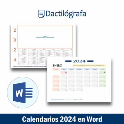 Calendarios 2024 imprimibles y editables en Word
