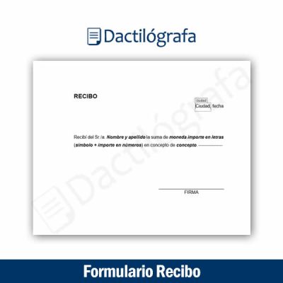 Plantilla Word formulario de Recibo gratuita