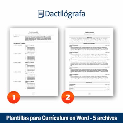 Plantillas para CV de varias páginas en Word 5 archivos