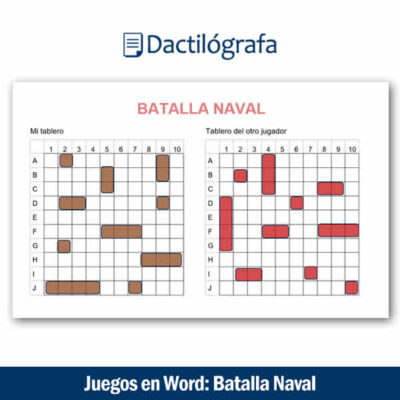 Juego en Word: batalla naval editable e imprimible